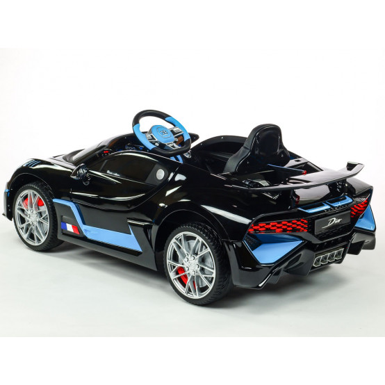 Licenční sporťák Bugatti Divo s 2.4G DO, EVA koly, koženou sedačkou a odpružením, ČERNÉ LAKOVANÉ